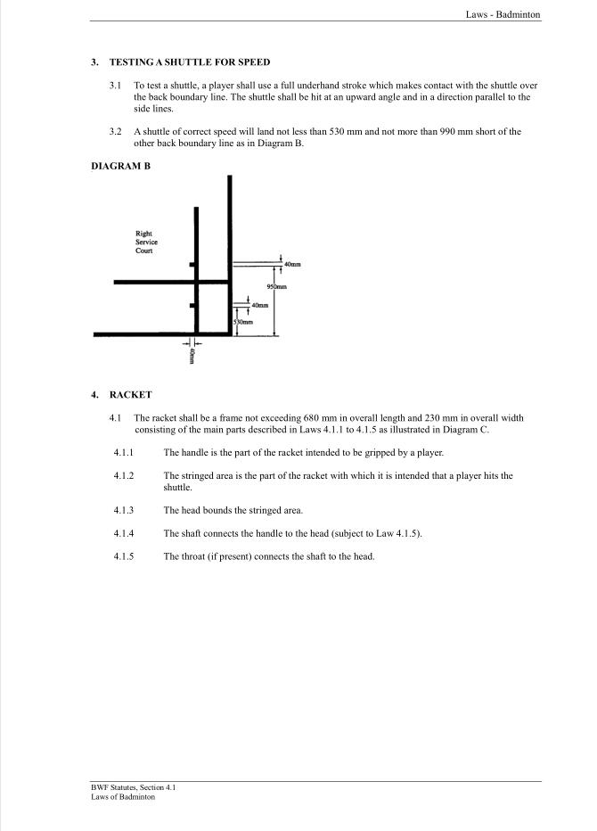 BWF Statutes, Section 4.1